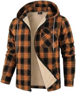 ZITY Mens Flannel Jacket Plaid Zip Up Hoodie Fleece Jacket Sherpa Lined Sweatshirt Warm Winter Coat with Pocket