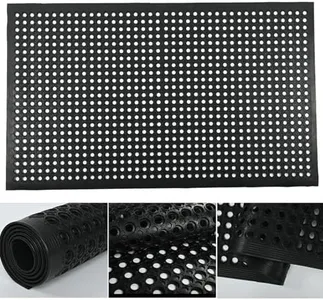 uyoyous Rubber Floor Mat with Drainage Holes 59 x 35.4 Inch Commercial Floor Rubber Matting Non-Slip Backing Restaurant Bar Kitchen Floor Mat Indoor Outdoor for Wet Area