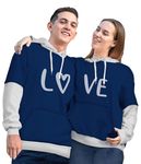 Twinny Zone Couple Hoodies WB2 Cotton Warm Pullover Sweatshirts Gift for Lovers- Pack of 2 (Men- L, Women- L, WBHoodiesBlue- LO-VE)