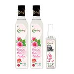 Nutriorg Organic Rose Water | 100% Pure Gulab Jal for Face, Skin & Hair | Skin Toner, Makeup Remover, & Hydration | Alcohol & Paraben-Free | For All Skin Types | 250ml + 250ml + 100ml Spray Bottle