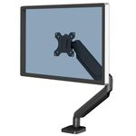 Fellowes Platinum Series Adjustable Single Monitor Arm, Black, Gas Spring, VESA Bracket, Clamp or Grommet Mount, Holds Monitor up to 32" / 17.6 lbs