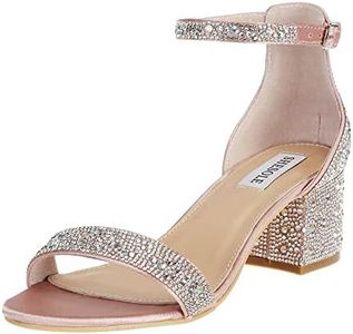 SheSole Women's Ankle Strap Low Block Heel Sparkly Rhinestone Sandals for Wedding Party Dress Shoes Champagne Size 9.5