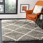 Safavieh Hudson Shag Collection SGH281B Grey and Ivory Moroccan Diamond Trellis Area Rug (8' x 10')