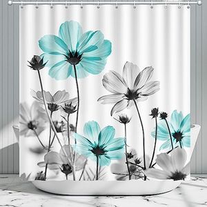 Rustic Floral Shower Curtain, Daisy Shower Curtain Watercolor Painting Farmhouse Waterproof Thick Shower Curtain Sets Polyester Fabric Machine Washable Decor Bath Curtain, Retro Daisy