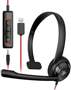 NUBWO HW02 USB Headset with Microphone Noise Cancelling &in-line Control, Ultra Comfort Computer Headset for Laptop pc, On-Ear Wired Office Call Center Headset for Boom Skype Webinars（Black）