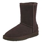 Shenduo Women Short Boots Winter Faux Fur Lined Warm Snow Boots Classic Mid-calf 5.5UK DA5825 Chocolate 39EU