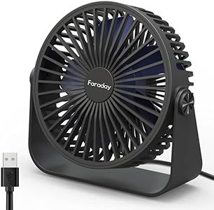 FARADAY USB Desk Fans 5 Inches Portable Table Fans 360° Head Rotation Small Personal Desktop Fan for Home Office, 3 Speeds, Black