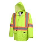 Pioneer V1081360 Hi-Viz Safety Rain Jacket, Tear and Abrasion Resistant