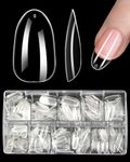 ELECTOMANIA 500Pcs Fake Nails, 10 Sizes Artificial Nails, Transparent Nails, Acrylic Nails False Nail with Case for Nail Salons and DIY Nail Art (Long Oval)