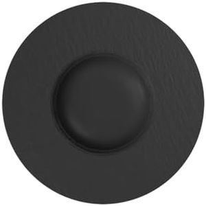 Villeroy & Boch - Manufacture Piatto Da Pasta Nero, Lavabile in Lavastoviglie, Adatto per Microonde, Stoviglie, Piatto Ceramica, Porcellana Premium