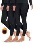 ZUTY 3 Pack Thermal Long Johns Fleece Lined Leggings for Women Underwear Tights Warm Winter Base Layer Pants Black-Black-Black XL