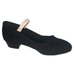 Danzcue Adult Canvas Elastic Strap Character Teacher Shoes, Black, 9