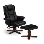 Julian Bowen Massage Recliner and Footstool, Faux Leather, Wood and Alloy Steel, Black, One Size