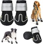 ODRIEW Dog Boots & Paw Protectors, Dog Shoes for Large Dogs, 4Pcs Medium Dog Booties with Rugged Anti-Slip Sole and Outdoor Reflective for Snowy Day, Hot Pavement, Waterproof in Rainy Weather (6)