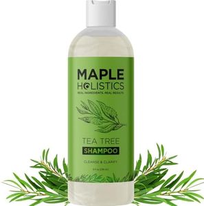 Maple Holistics Pure Tea Tree Oil Shampoo - Natural Essential Oil Anti-Dandruff Shampoo For Dry Itchy & Flaky Scalp - Anti-Fungal & Anti-Bacterial Hydrating Cleanser - Prevent Head Lice & Thinning Hair