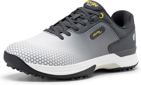 FitVille Men’s Golf Shoes Extra Wide – Water Resistant, Non-Slip, Grey, UK 12