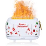 AbovePrime Humidifiers for Bedroom, Essential Oil Diffusers, Flame Effect Diffusers for Essential Oils, Aroma Diffuser for Diffuser Oil, Aromatherapy Diffuser(Christmas White)