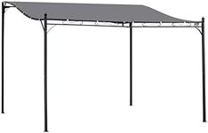 Outsunny 4 x 3 Meters Canopy Metal Wall Gazebo Awning Garden Marquee Shelter Door Porch - Grey