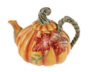 Blue Sky Ceramic Thanksgiving Harvest Pumpkin Teapot, 9" x 7" x 7"