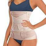 3 in 1 Postpartum Belly Band Post C Section Support Recovery Wrap Fajas Postparto Abdominal Binder Girdles for After Giving Birth (Plus Size, Z-Beige)