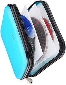 XiongYe CD DVD Wallet, 32 Capacity Heavy Duty, DVD CD Case Holder for Car ,Portable DVD/VCD Storage Disk, Hard Shell Sturdy case , Car CD Disk Holder,Booklet, Blu-ray Wallet (32 Capacity,Skyblue)