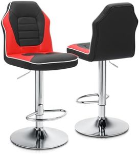 Magshion Extra Comfort Modern Racing Seat Bar Stools Chair Adjustable Swivel Mixed Color Set of 2 (Black/Red)