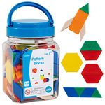 edx education Pattern Blocks - Mini Jar - Plastic Pattern Blocks - Practice Sorting, Patterns, Measurement and Fractions - Math Manipulative