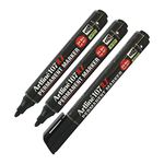 artline 2.0mm Bullet Tip 107 BLACK Permanent Waterproof Marker Pen Multi Purpose (3 x Markers)