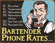 HomDeo Tin Sign Man Cave Bar Room Wall Decor Gym Bartender's Phone Rates Home Farm Metal Signs 12x8 Inches