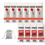 Zippo Lighter Replacement 6 Flint Dispensers (36 Flints) & 4 Wicks 10 Value Pack Bundle with KKBestPack Pouch