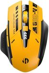 INPHIC Wireless Gaming Mouse, Tri-mode Bluetooth 5.0/4.0 & 2.4G USB Wireless Mouse, Rechargeable, 800-2400 DPI Adjustable, Power level Indicator, Bluetooth Mice for Laptop PC Computer, Mecha Yellow