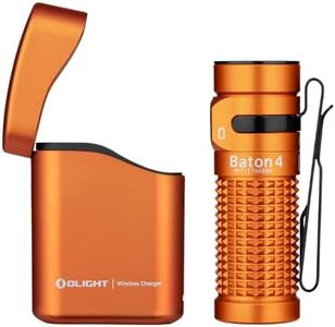 OLIGHT Baton4 Kit 1,300 Lumens LED Magnetic Charging Rechargeable Torch with Type-C Charging Case and Smart Indicator EDC Pocket Flashlight for Outdoors, Indoors and Searching(Orange)