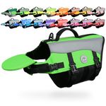 VIVAGLORY Front Float Dog Life Jacket, Dog Buoyancy Aid for Swimming & Boating, Life Vest with Chin Float & Handle, Ripstop & Buoyancy for Doggy, XXS, Bright Green