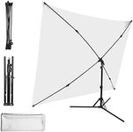 Andoer 2x1.5m/ 6.5x4.9ft White Photo Backdrop Photography Background Screen with Adjustable Tripod Cross-Shaped Stand for Streaming Gaming Studio Photography