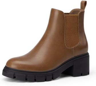 Athlefit Women's Slip on Chelsea Ankle Boots Light Brown Size 6