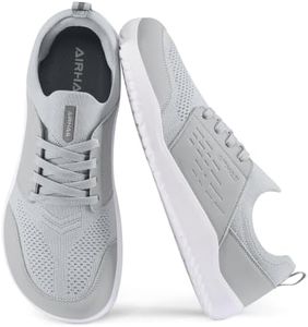 AIRHAS Mens Wide Toe Box Barefoot Shoes Gym Workout Sneakers for Men Zero Drop Cross Training Shoes(Light Grey,14.0)