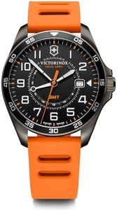 Victorinox Montre Homme FieldForce Sport GMT Ø 42 mm, Swiss Made, Quartz Analogique, Étanche Jusqu’à 100 m, Bracelet Caoutchouc, Noir/Orange