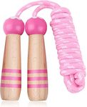 LIKOSO Skipping Rope Kids, Jump Rope for Children Wooden Handle and Woven Cotton Jumping Ropes 2.7m/ 8.5 Feet Christmas Birthday Children's dayGift