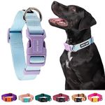 PET'S WAY Soft Polyester Collar For Dog(Large, Sky) Solid Colour, Quick Release Plastic Buckle (Bpa Free) Adjustable Collar For Small Medium Large Dog Pets, 60 Cm, 3.2 Cm, 60 Cm, 3.2 Cm