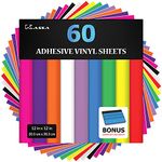 Kassa Permanent Vinyl Sheets (60 Pack -12” x 12”) - XL Matte & Glossy Assorted Colors - Adhesive Vinyl for Cricut and Silhouette, Sticker, Car Decal