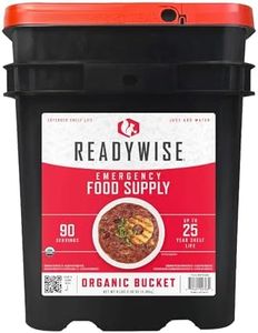 ReadyWise Emergency Food Supply - 90 Servings Organic Bucket, Protein Meals, Dehydrated & Freeze Dried Survival Food for Backpacking, Camping Essentials & Prepping Supplies, up to 25 Year Shelf Life