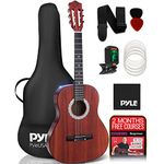 Pyle 6 Acoustic Guitar 36 Inch Junior Set, ¾ Size Nylon String Wood Classic Guitarra Acustica for Beginner Youth, Kids, Boys, Girls, Teen, Adult with Accessories Pack, Right, Sapele (PGACLSPI20)