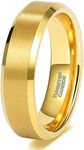 SHINYSO 24K Gold Tungsten Carbide Rings 6mm Beveled Edges Wedding Band Matte Finish for Men Women Size 11.5