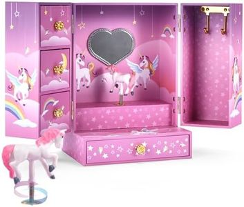 Jewelkeeper Unicorn Musical Jewelry Box with 4 Drawers - Princess Jewelry Boxes for Little Girls - Storage for Rings, Necklaces, Earrings - Accessories Organizer for Teens
