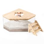 Hamster Sand Bath Box Container, Hamster Bath Sand Gerbil Sand Bath Hamster Dust Bath, Hamster Litter Box Chinchilla Dust Bath Hamster Accessories(Pentagon+Ladder)