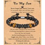 TEVOP Son Gifts, Son Bracelet Tiger Eye Stone Bracelet Gifts for Boys, Adjustable Bracelet Son Gifts from Mum for Birthday Graduation Christmas