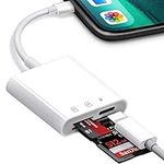 SD Card Reader for iPhone/iPad,3 in 1 Lightning to SD/TF Card Camera Reader Adapter with Charging Port,USB OTG Adapter Compatible with iPhone 14/13/12/11/X/XS/XR/8/7,Support iOS 9-15 Later