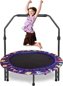Mini Trampoline for Kids, 36Inch Trampoline with Adjustable Handle,Kids Trampoline with Foldable Bungee Rebounder Adjustable Handrail and Safety Padded Cover Trampoline for Indoor&Outdoor (Purple)