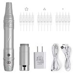 Poysuper Wireless Tattoo Permanent Makeup Pen Machine Kit With 15pcs Needles Microblading Supplies for Eyebrow Lip Eyeliner (Silver) UKS-A951