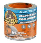 Gorilla Waterproof Patch & Seal Tape, Heavy-Duty, Instantly Seals, Works Underwater, Indoor/Outdoor, Flexible Permanent Bond, 4 in x 8 ft, Clear, 1 Pack